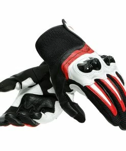 Coupon 🧨 Dainese Mig 3 Leather Gloves Black/White/Lava Red 🎁